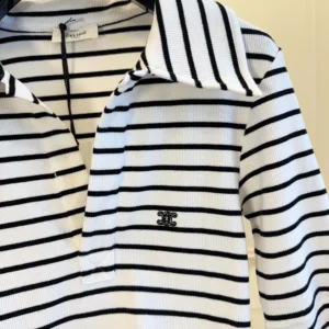 Celine Women Polo Shirt in Striped Silk Jersey RX0LN809W
