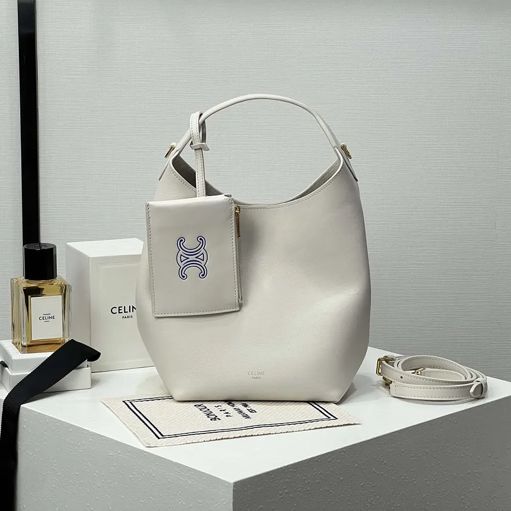 Celine Women Small Hobo in Supple Smooth Calfskin-White L10133Q71