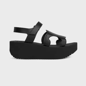 Celine Women Sunny Sandal In Calfskin - Vegetal Tanning-Black 367635348C