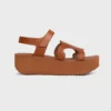 Celine Women Sunny Sandal in Calfskin - Vegetal Tanning-Tan 367635348C