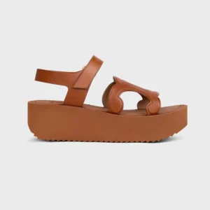Celine Women Sunny Sandal in Calfskin - Vegetal Tanning-Tan 367635348C