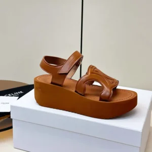 Celine Women Sunny Sandal in Calfskin - Vegetal Tanning-Tan 367635348C