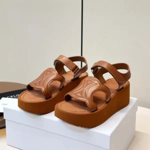 Celine Women Sunny Sandal in Calfskin - Vegetal Tanning-Tan 367635348C