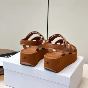 Celine Women Sunny Sandal in Calfskin - Vegetal Tanning-Tan 367635348C