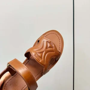 Celine Women Sunny Sandal in Calfskin - Vegetal Tanning-Tan 367635348C