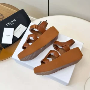 Celine Women Sunny Sandal in Calfskin - Vegetal Tanning-Tan 367635348C