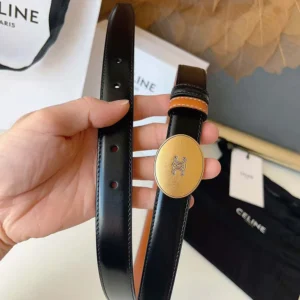 Celine Women Thin Plate Belt 13mm in Taurillon Leather B10673A01
