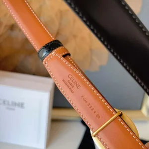 Celine Women Thin Plate Belt 13mm in Taurillon Leather B10673A01