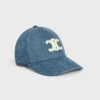 Celine Women Triomphe Baseball Cap in Denim Union Wash 2AUT6930F