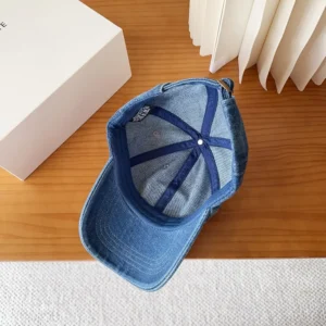 Celine Women Triomphe Baseball Cap in Denim Union Wash 2AUT6930F