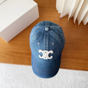 Celine Women Triomphe Baseball Cap in Denim Union Wash 2AUT6930F