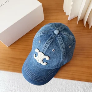 Celine Women Triomphe Baseball Cap in Denim Union Wash 2AUT6930F