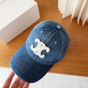 Celine Women Triomphe Baseball Cap in Denim Union Wash 2AUT6930F