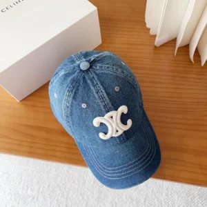 Celine Women Triomphe Baseball Cap in Denim Union Wash 2AUT6930F