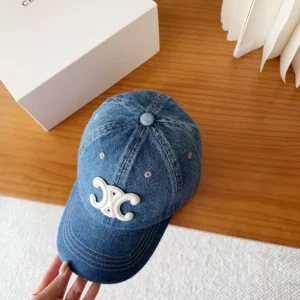 Celine Women Triomphe Baseball Cap in Denim Union Wash 2AUT6930F