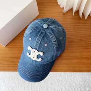 Celine Women Triomphe Baseball Cap in Denim Union Wash 2AUT6930F