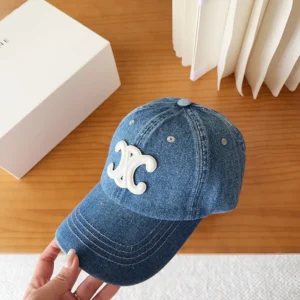 Celine Women Triomphe Baseball Cap in Denim Union Wash 2AUT6930F