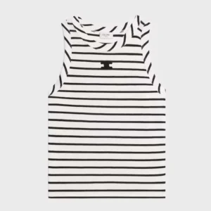 Celine Women Triomphe Tank Top in Striped Silk Jersey RX0M5809W