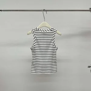 Celine Women Triomphe Tank Top in Striped Silk Jersey RX0M5809W