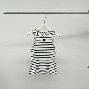 Celine Women Triomphe Tank Top in Striped Silk Jersey RX0M5809W