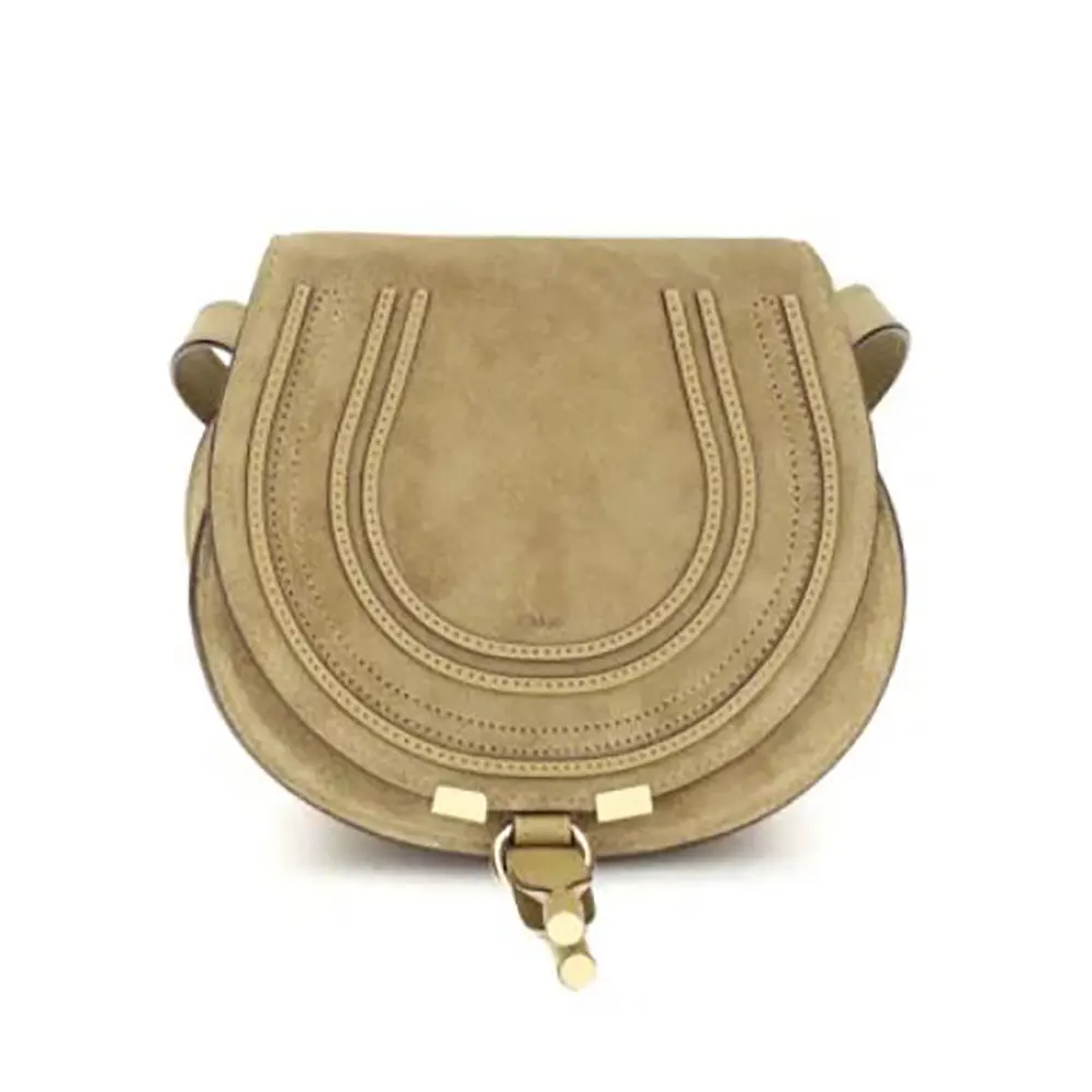 Chloe Women Marcie Small Shoulder Bag in Suede-Neutral
