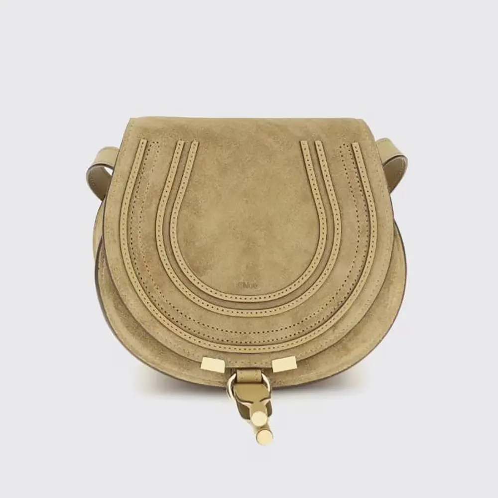 Chloe Women Marcie Small Shoulder Bag in Suede-Neutral