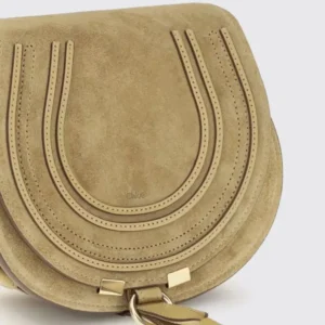Chloe Women Marcie Small Shoulder Bag in Suede-Neutral