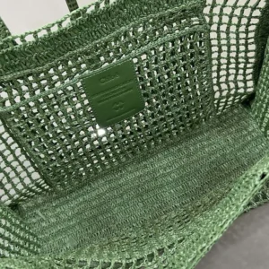 Chloe Women Summer Banana East-west Tote Bag in Raffia & Buffalo Leather