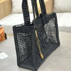 Chloe Women Summer Banana East-west Tote Bag in Raffia & Buffalo Leather