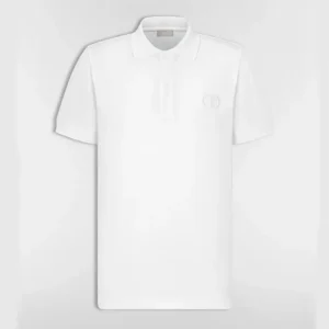 Dior Men CD Icon Polo Shirt White Cotton Piqué 013J800A0373