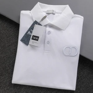 Dior Men CD Icon Polo Shirt White Cotton Piqué 013J800A0373