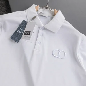 Dior Men CD Icon Polo Shirt White Cotton Piqué 013J800A0373