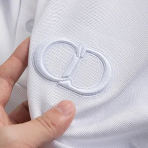 Dior Men CD Icon Polo Shirt White Cotton Piqué 013J800A0373