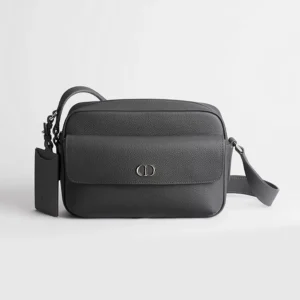 Dior Men CD Icon Zipped Messenger Bag Gris Flanelle Matte Grained Calfskin 1ICPO378IDC