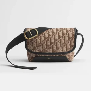 Dior Men Mini Dior Jett Messenger Bag with Flap Brown Dior Oblique Jacquard