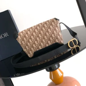 Dior Men Mini Dior Jett Messenger Bag with Flap Brown Dior Oblique Jacquard
