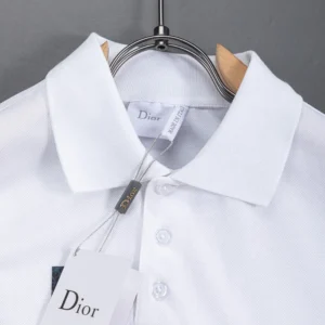 Dior Men Polo Shirt with Dior Clover Embroidery White Cotton Piqué