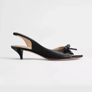 Dior Women Bow Heeled Slingback Sandal Black Lambskin KCO576LAB