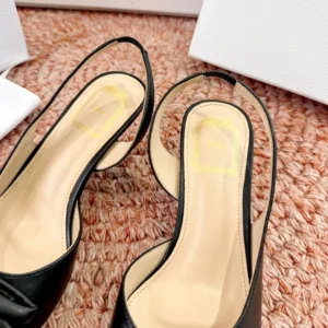 Dior Women Bow Heeled Slingback Sandal Black Lambskin KCO576LAB