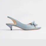 Dior Women Bow Heeled Slingback Sandal Bleu Ciel Lambskin KCO576LAB
