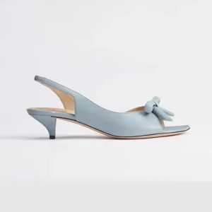 Dior Women Bow Heeled Slingback Sandal Bleu Ciel Lambskin KCO576LAB
