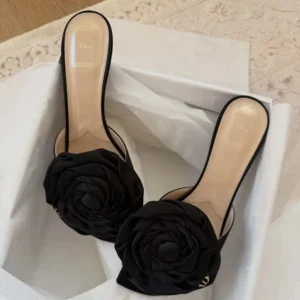 Dior Women Dior Aurore Heeled Sandal Black Satin KCO618SAT