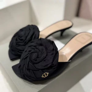 Dior Women Dior Aurore Heeled Sandal Black Satin KCO618SAT