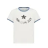 Dior Women Dioriviera T-Shirt Ecru and Blue Cotton Jersey