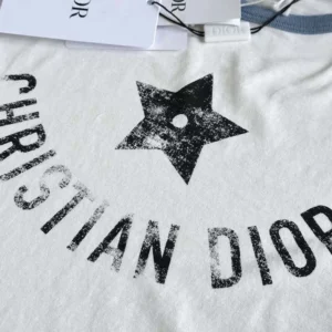 Dior Women Dioriviera T-Shirt Ecru and Blue Cotton Jersey