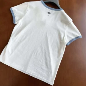 Dior Women Dioriviera T-Shirt Ecru and Blue Cotton Jersey