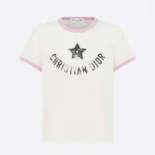 Dior Women Dioriviera T-Shirt Ecru and Pink Cotton Jersey