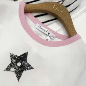 Dior Women Dioriviera T-Shirt Ecru and Pink Cotton Jersey