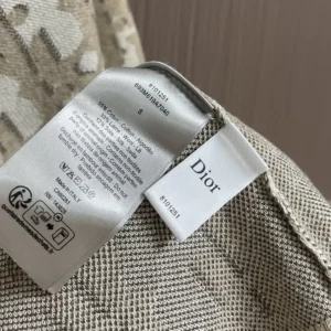 Dior Women Oblique T-Shirt Regular Fit Beige Cotton-Wool-Silk Jacquard 693M619A7040