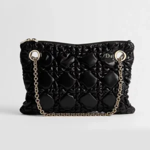 Small Dior Crunchy Bag Black Puffy Macrocannage Calfskin